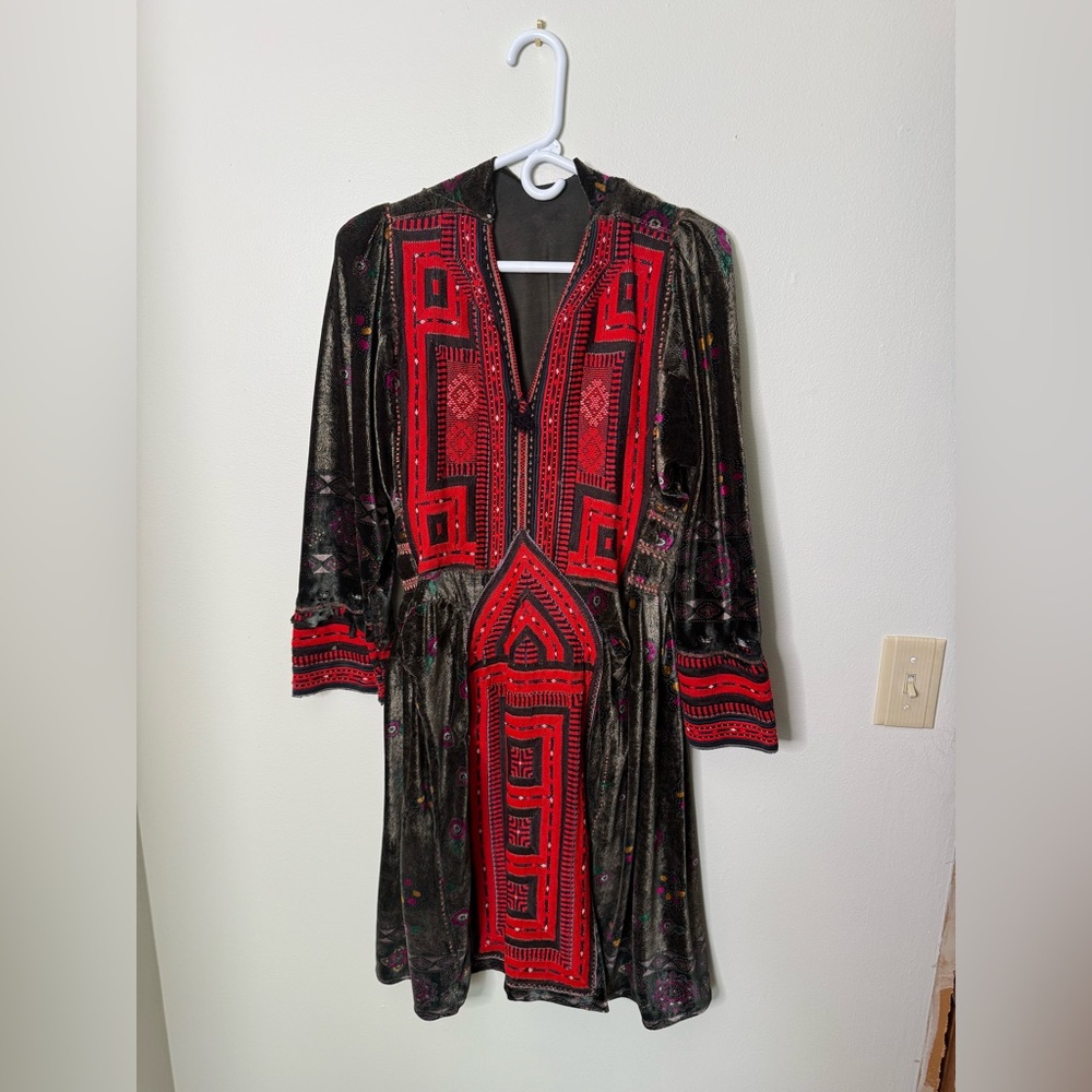 Black and Red Embroidered Dress